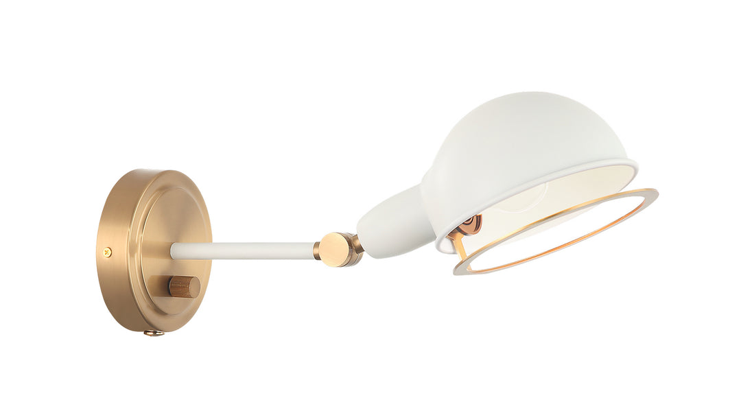 Blare One Light Wall Sconce in Aged Gold Brass + White - available from The Lighting Shoppe, trusted by Canadian homeowners