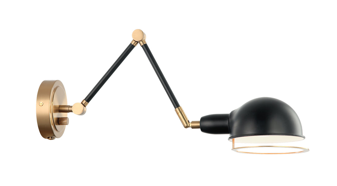 Blare One Light Wall Sconce in Aged Gold Brass + Black - available from The Lighting Shoppe, trusted by Canadian homeowners