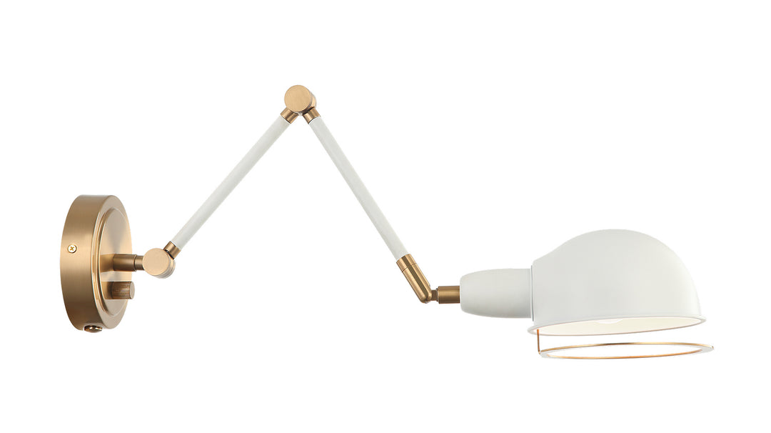 Blare One Light Wall Sconce in Aged Gold Brass + White - available from The Lighting Shoppe, trusted by Canadian homeowners