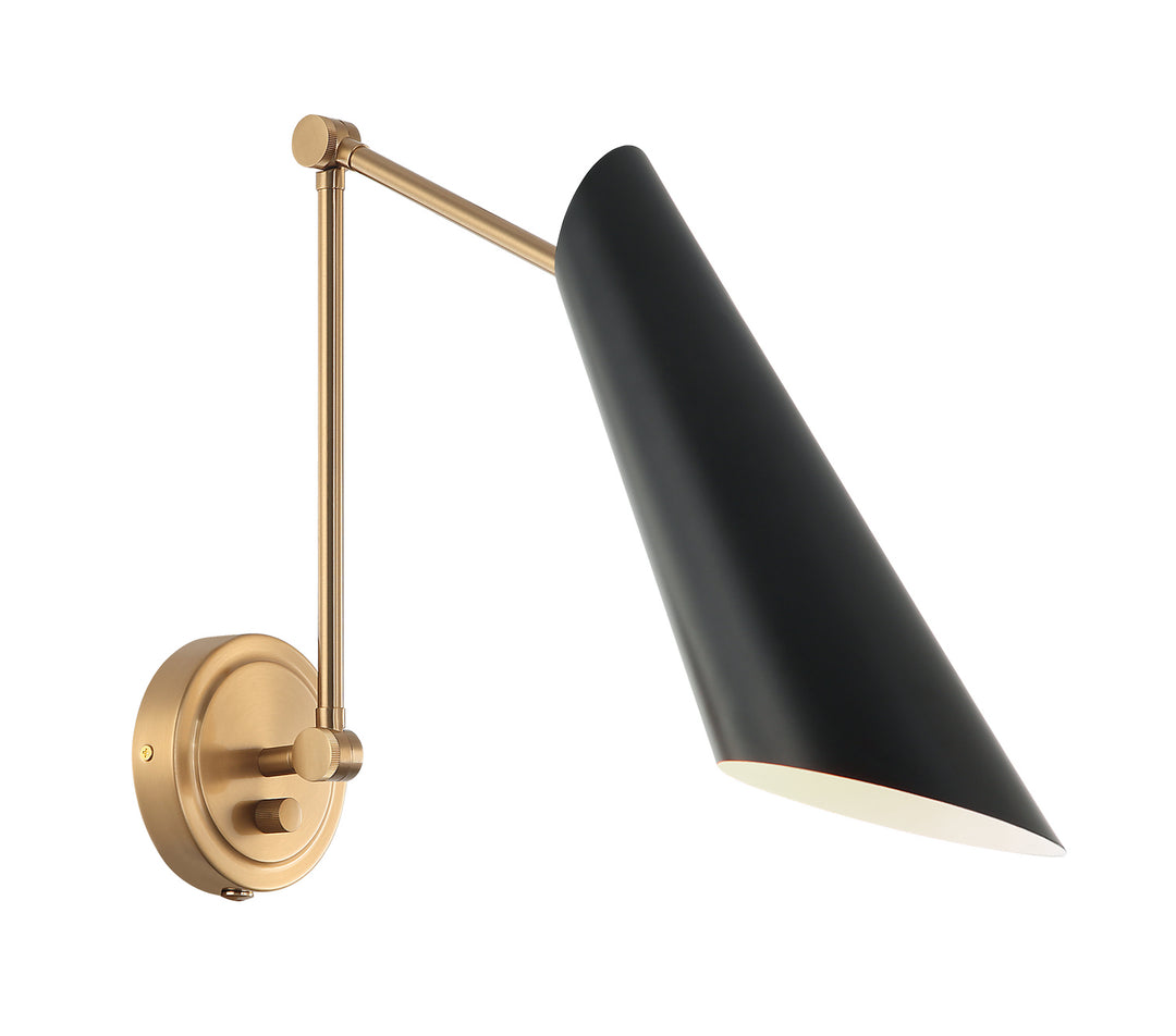Butera One Light Wall Sconce in Aged Gold Brass + Black - available from The Lighting Shoppe, trusted by Canadian homeowners