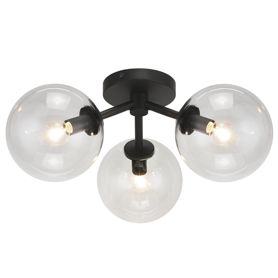 Novo Three Light Ceiling Mount in Black - available from The Lighting Shoppe, trusted by Canadian homeowners