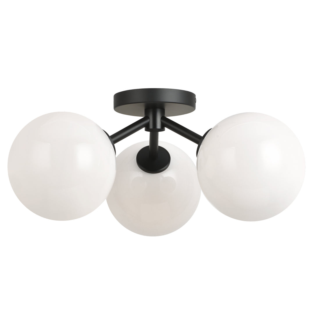 Novo Three Light Flush Mount in Black - available from The Lighting Shoppe, trusted by Canadian homeowners