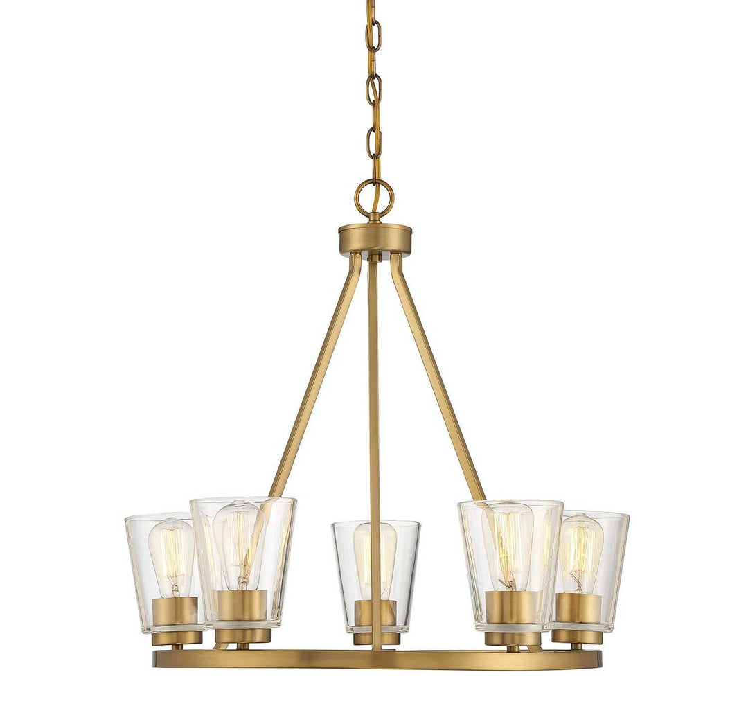 Calhoun Five Light Chandelier in Warm Brass Savoy House