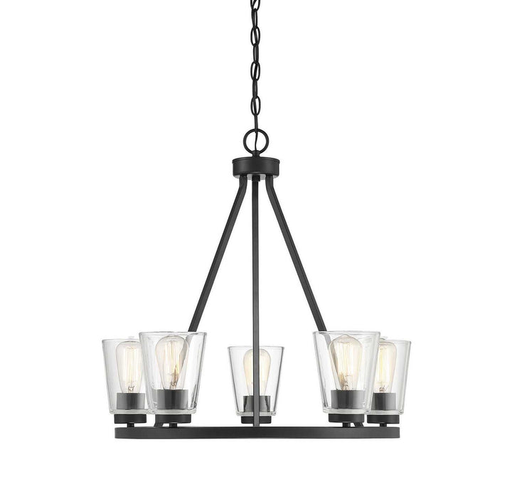Calhoun Five Light Chandelier in Matte Black Savoy House