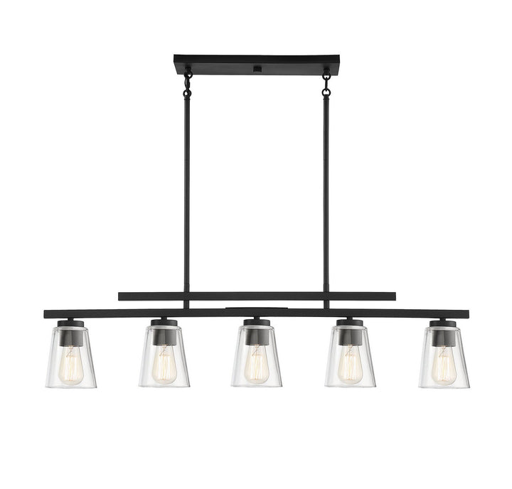 Savoy House - 1-1023-5-89 - Five Light Linear Chandelier - Calhoun - Matte Black