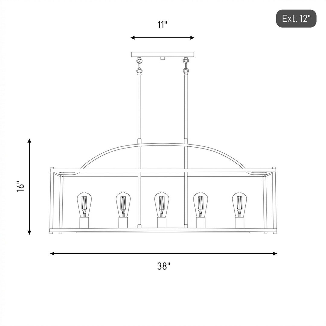 Savoy House - 1-190-5-89 - Five Light Linear Chandelier - Palladian - Matte Black