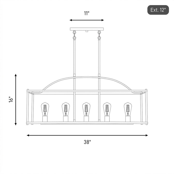 Savoy House - 1-190-5-89 - Five Light Linear Chandelier - Palladian - Matte Black