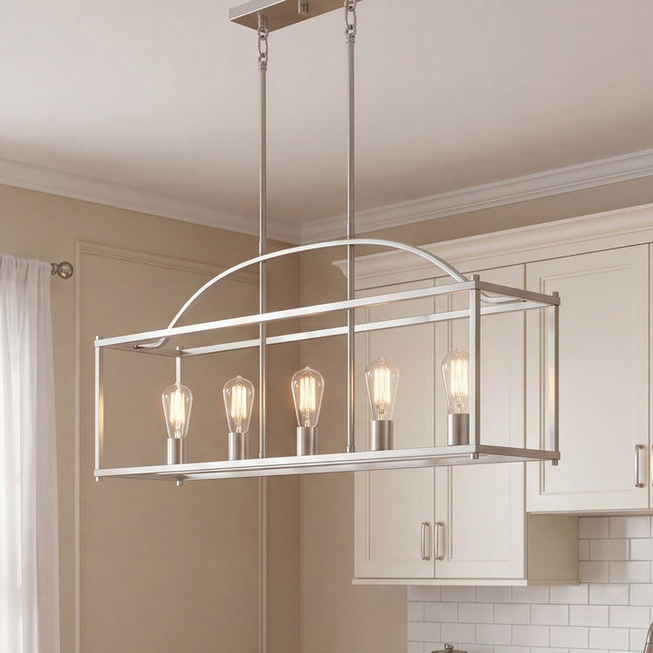 Savoy House - 1-190-5-SN - Five Light Linear Chandelier - Palladian - Satin Nickel