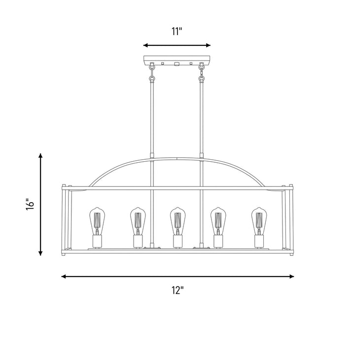 Savoy House - 1-190-5-SN - Five Light Linear Chandelier - Palladian - Satin Nickel
