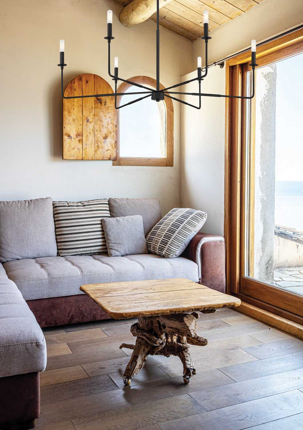 Salerno Six Light Chandelier in Matte Black Savoy House