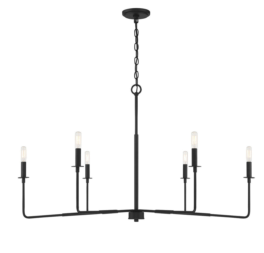 Salerno Six Light Chandelier in Matte Black Savoy House