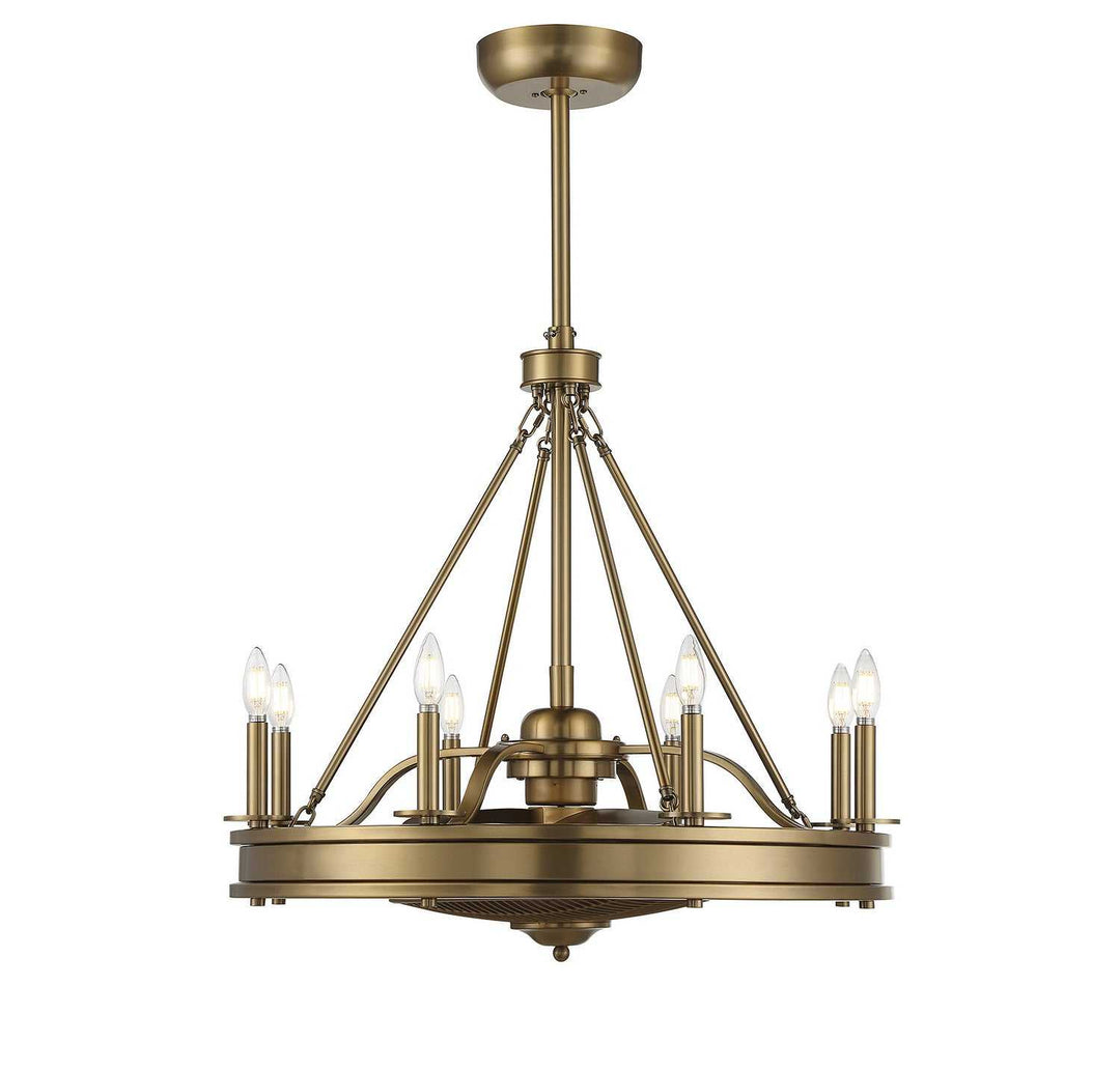 Lyon Eight Light Fan D'lier in Warm Brass Savoy House