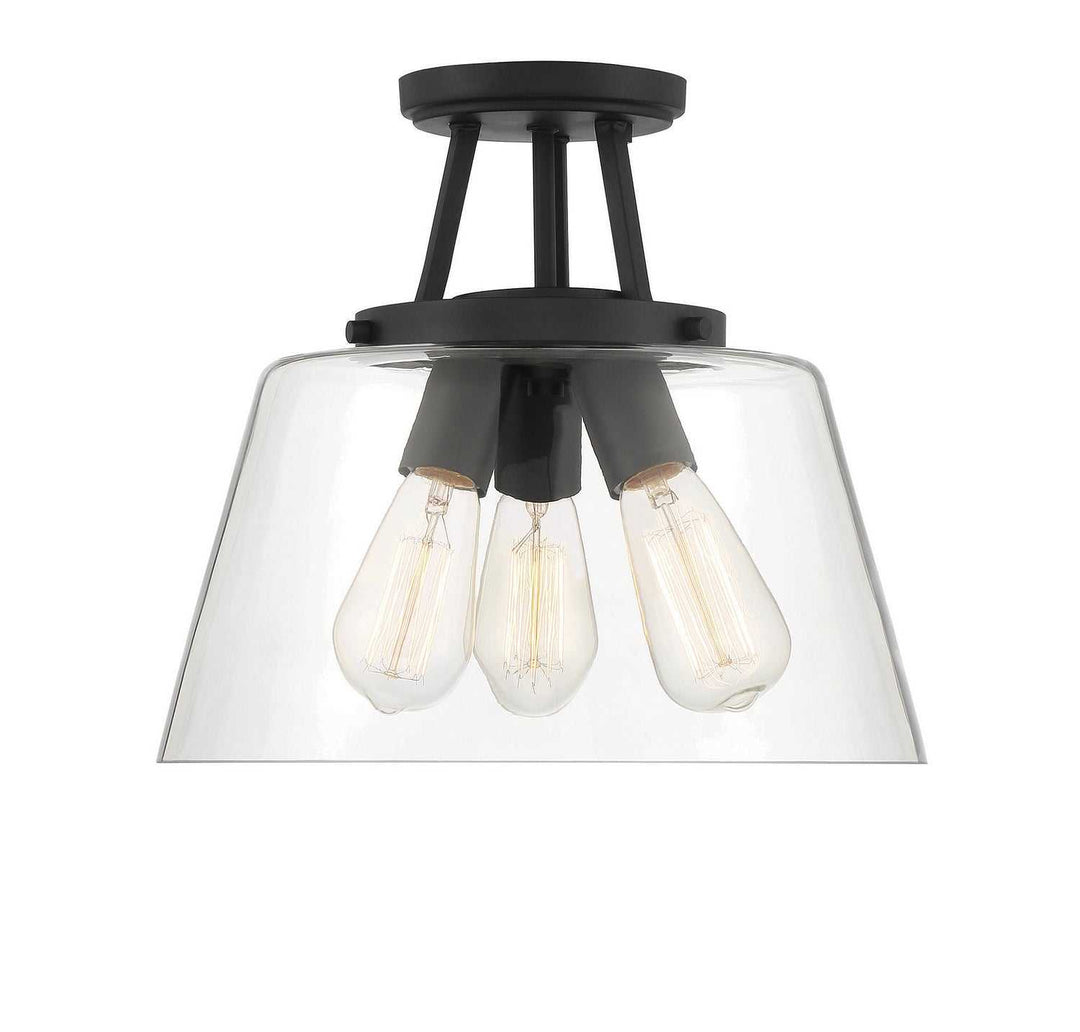 Calhoun Three Light Semi-Flush Mount in Matte Black Savoy House