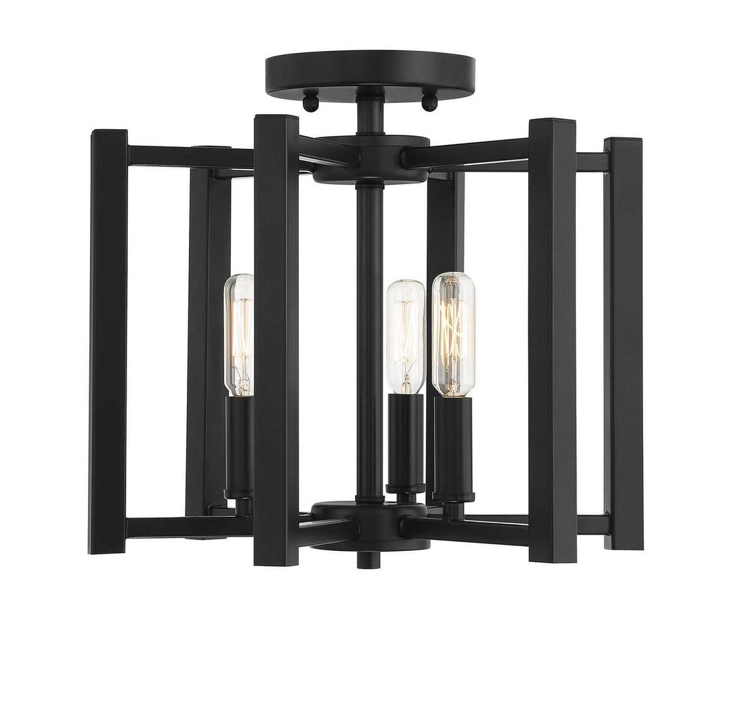 Benson Three Light Semi-Flush Mount in Matte Black Savoy House