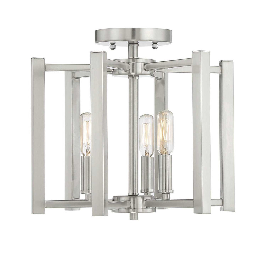 Benson Three Light Semi-Flush Mount in Satin Nickel Savoy House