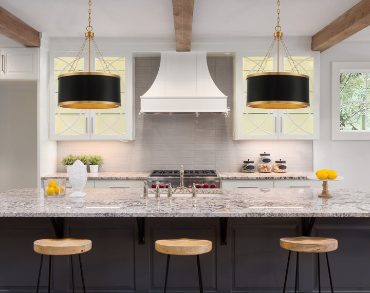 Savoy House - 7-188-6-143 - Six Light Pendant - Delphi - Black with Warm Brass Accents