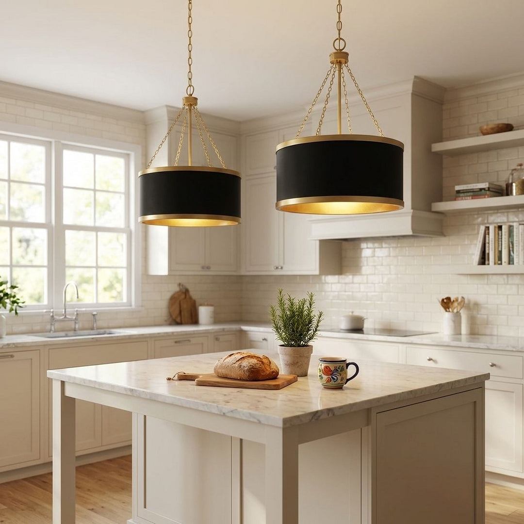Savoy House - 7-188-6-143 - Six Light Pendant - Delphi - Black with Warm Brass Accents