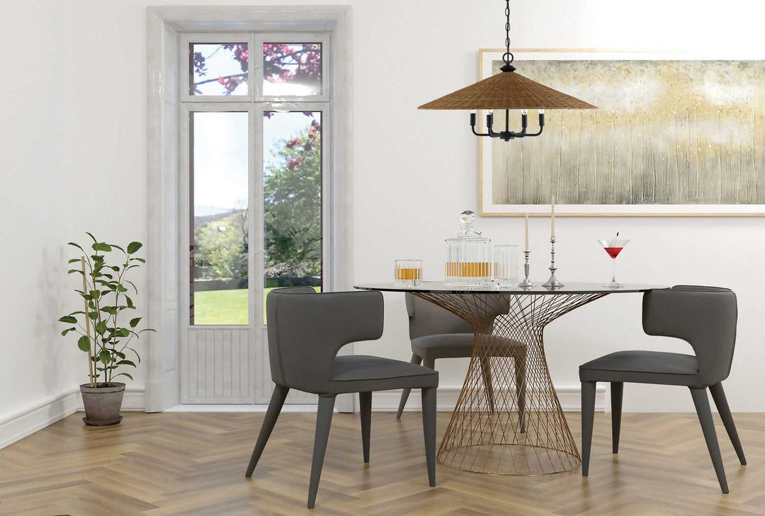 Savoy House - 7-7772-6-180 - Six Light Pendant - Eman - Matte Black w/Dark Rattan