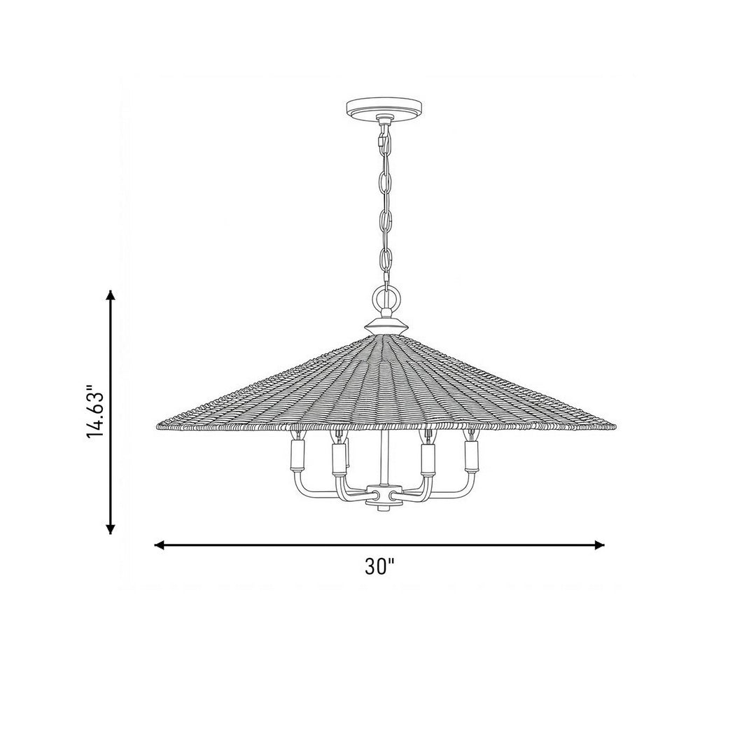 Savoy House - 7-7772-6-180 - Six Light Pendant - Eman - Matte Black with Dark Rattan