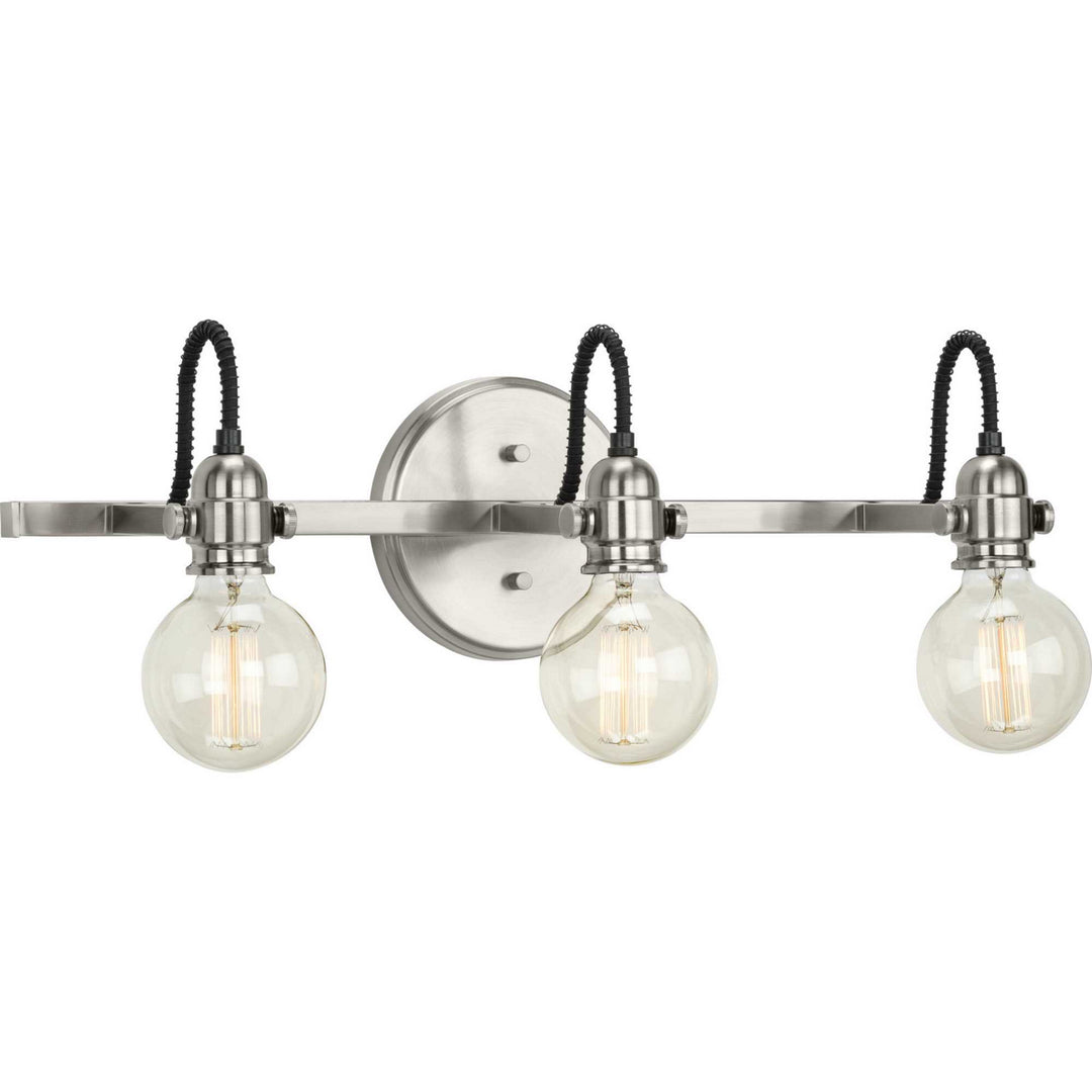 Axle Three Light Bath Bracket in Brushed Nickel - available from The Lighting Shoppe, trusted by Canadian homeowners