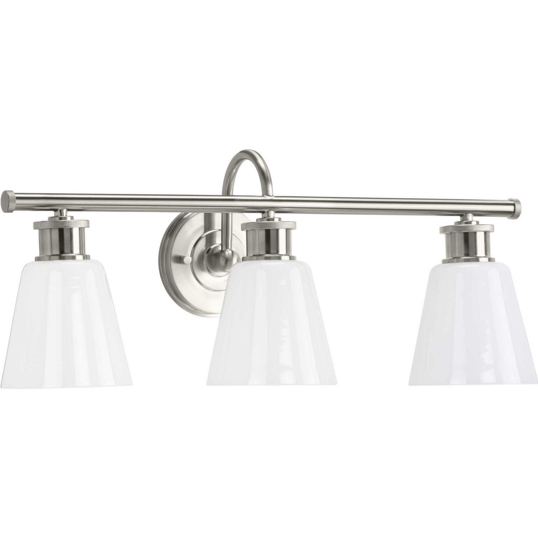 Ashford Three Light Bath Bracket in Brushed Nickel - available from The Lighting Shoppe, trusted by Canadian homeowners