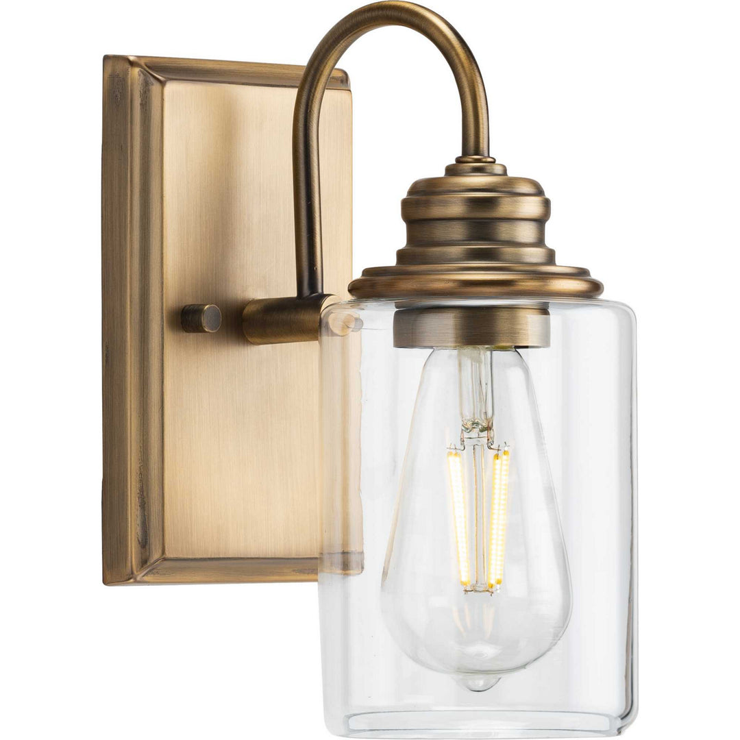 Aiken One Light Bath Bracket in Vintage Brass - available from The Lighting Shoppe, trusted by Canadian homeowners