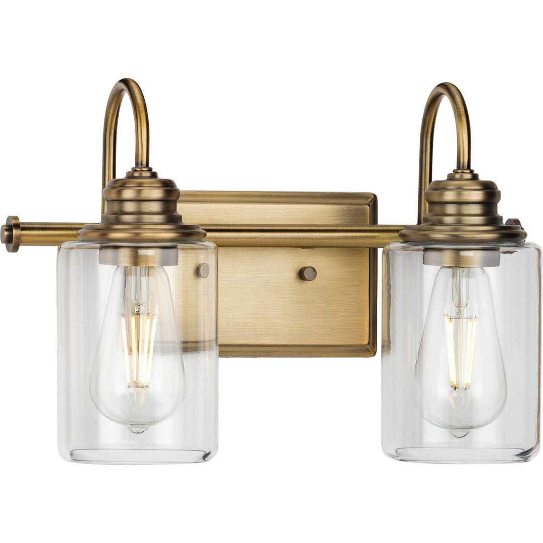 Aiken Two Light Bath Bracket in Vintage Brass - available from The Lighting Shoppe, trusted by Canadian homeowners