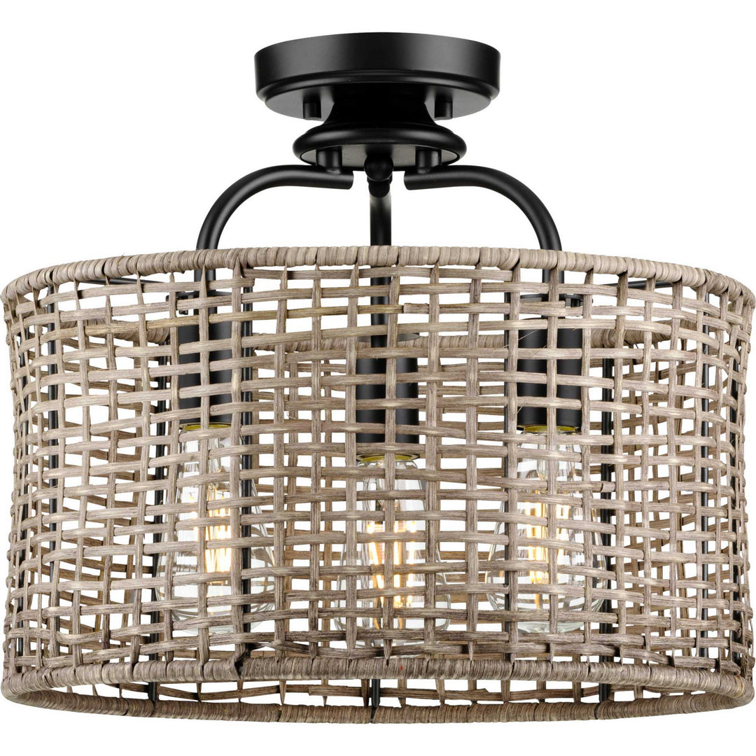 Lavelle Three Light Semi-Flush Conv in Matte Black - available from The Lighting Shoppe, trusted by Canadian homeowners