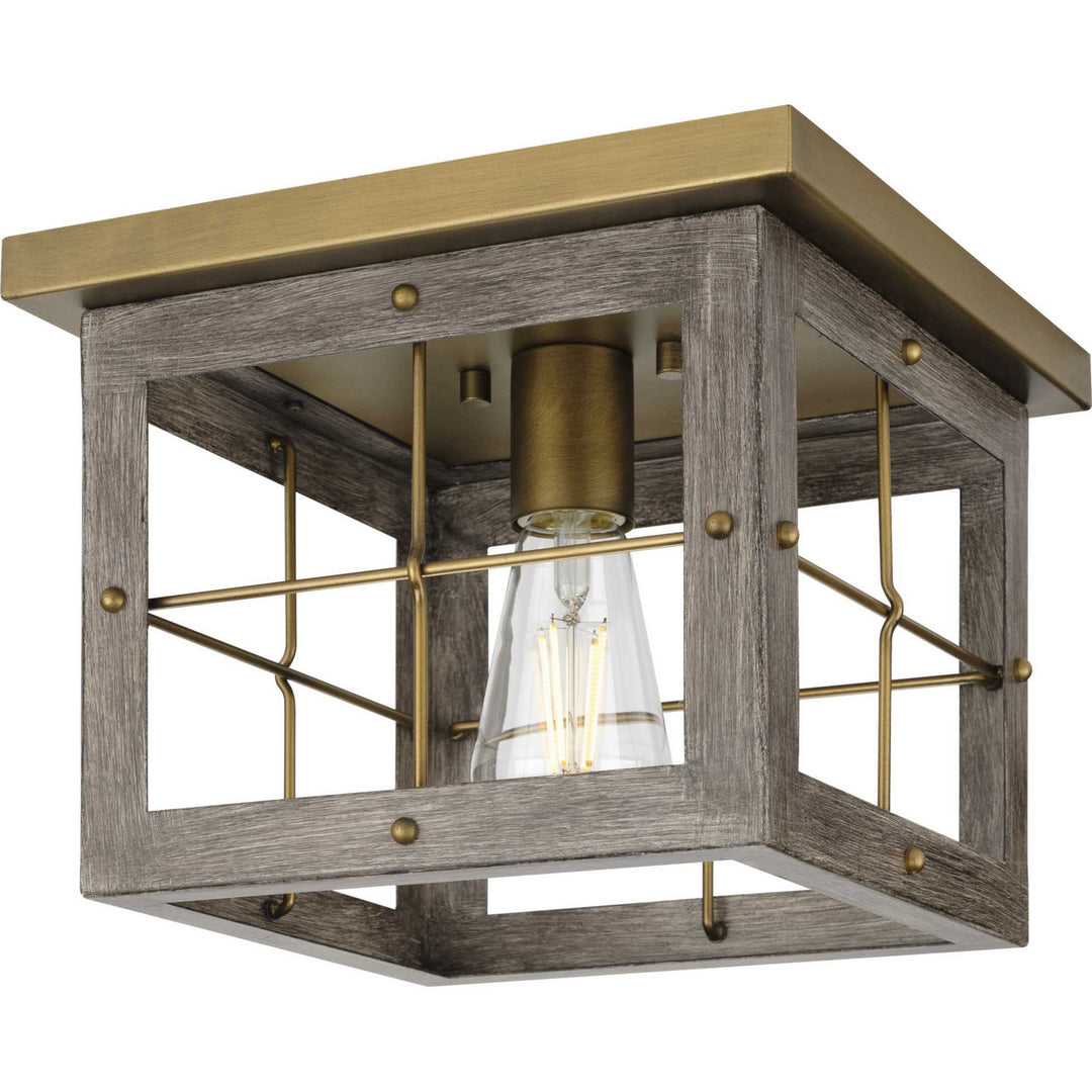 Hedgerow One Light Flush Mount in Distressed Brass - available from The Lighting Shoppe, trusted by Canadian homeowners