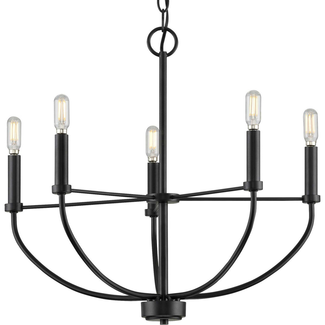 Leyden Five Light Chandelier in Matte Black - available from The Lighting Shoppe, trusted by Canadian homeowners