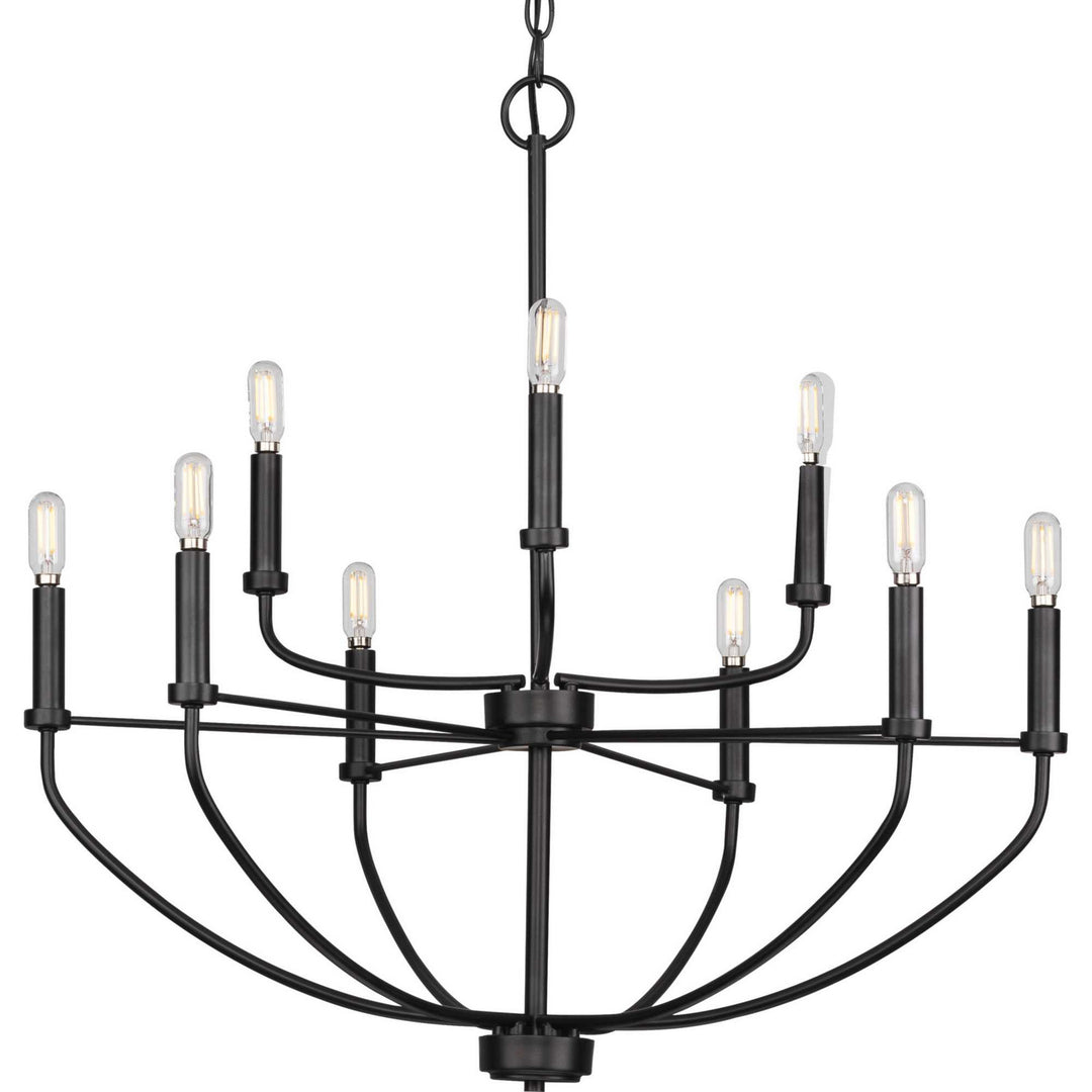 Progress Canada - P400228-031 - Nine Light Chandelier - Leyden - Matte Black