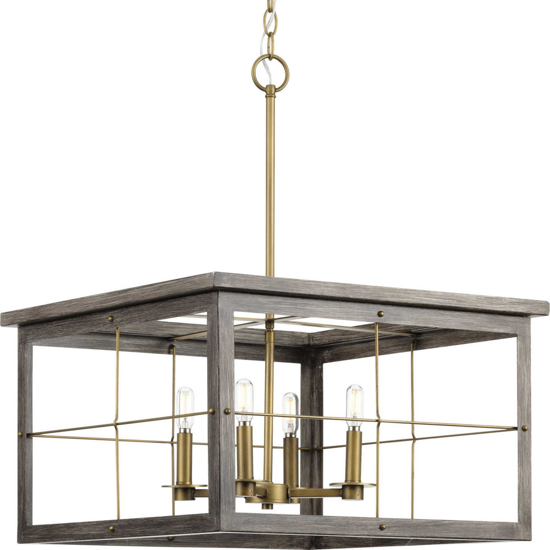 Progress Canada - P400253-175 - Four Light Chandelier - Hedgerow - Distressed Brass