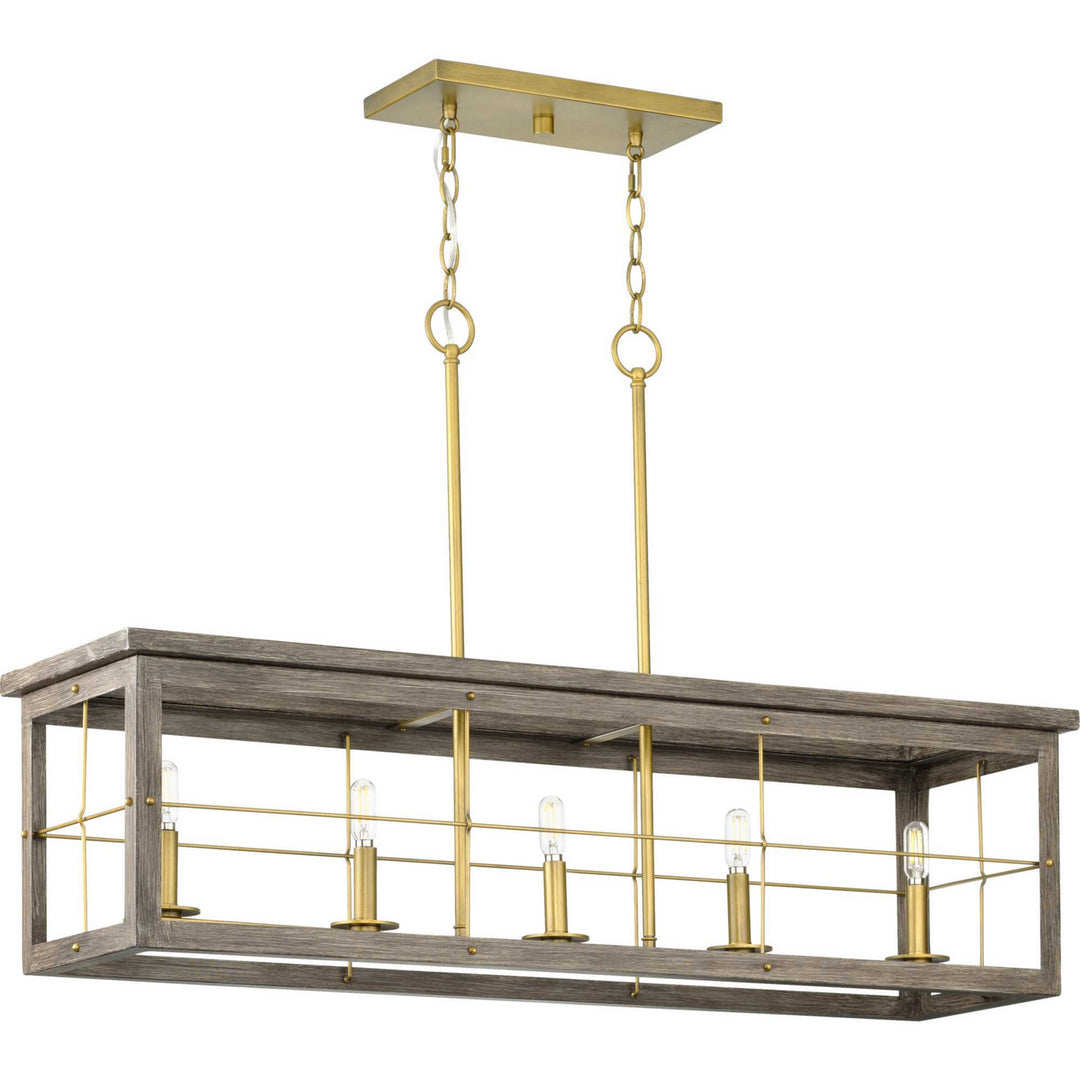 Progress Canada - P400254-175 - Five Light Island Pendant - Hedgerow - Distressed Brass