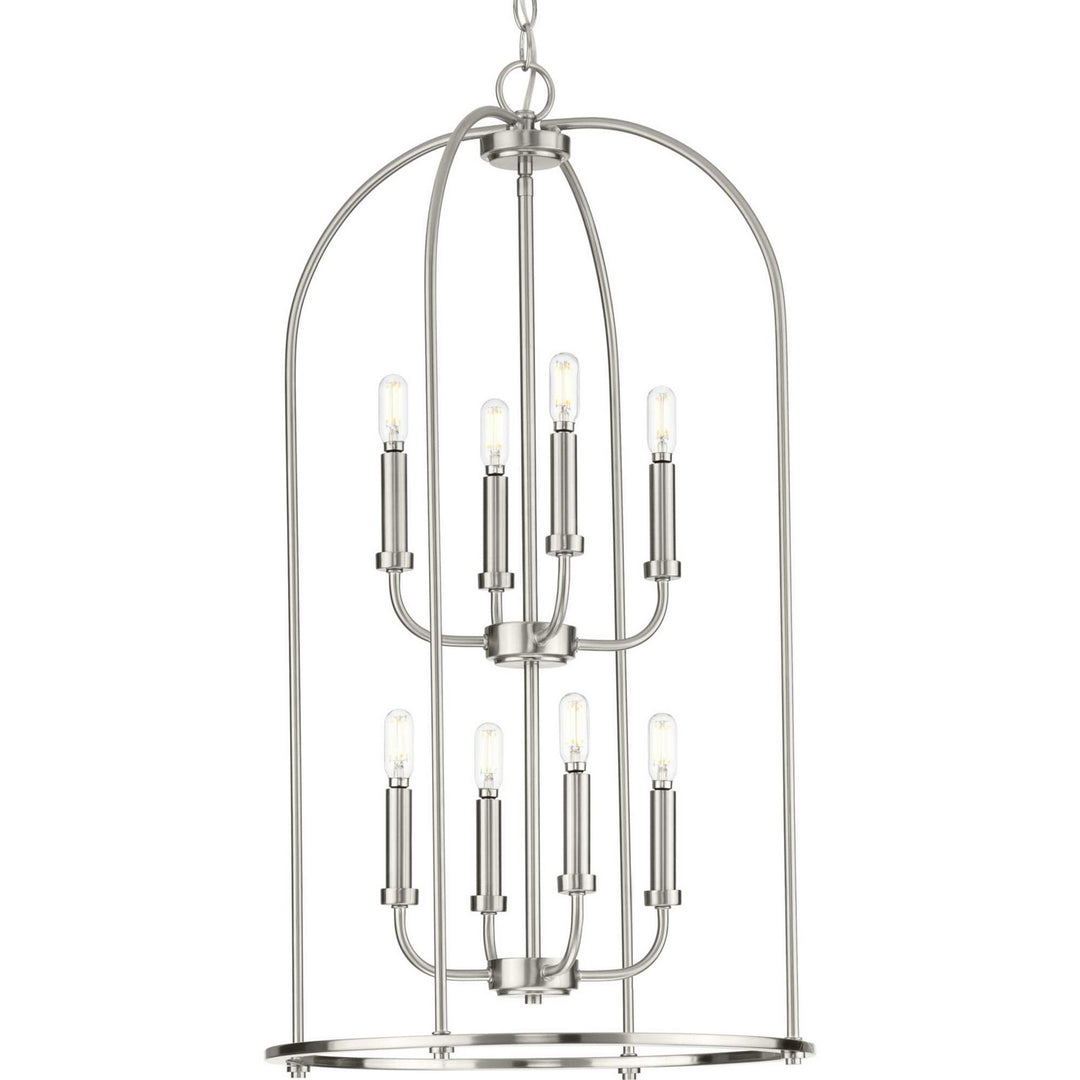 Progress Canada - P500303-009 - Eight Light Foyer Pendant - Leyden - Brushed Nickel