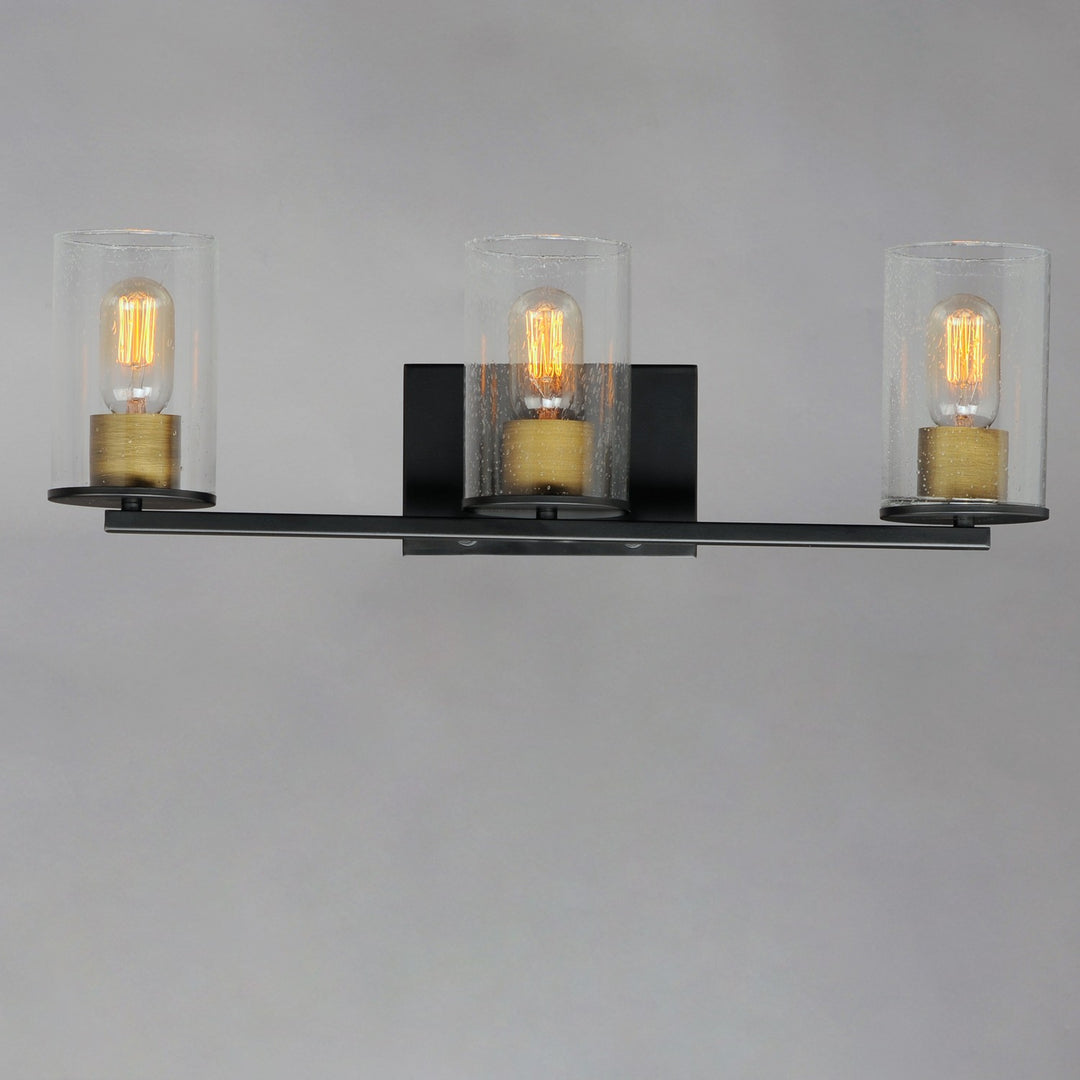 Maxim - 11843CDABBK - Three Light Bath Vanity - Sleek - Antique Brass / Black