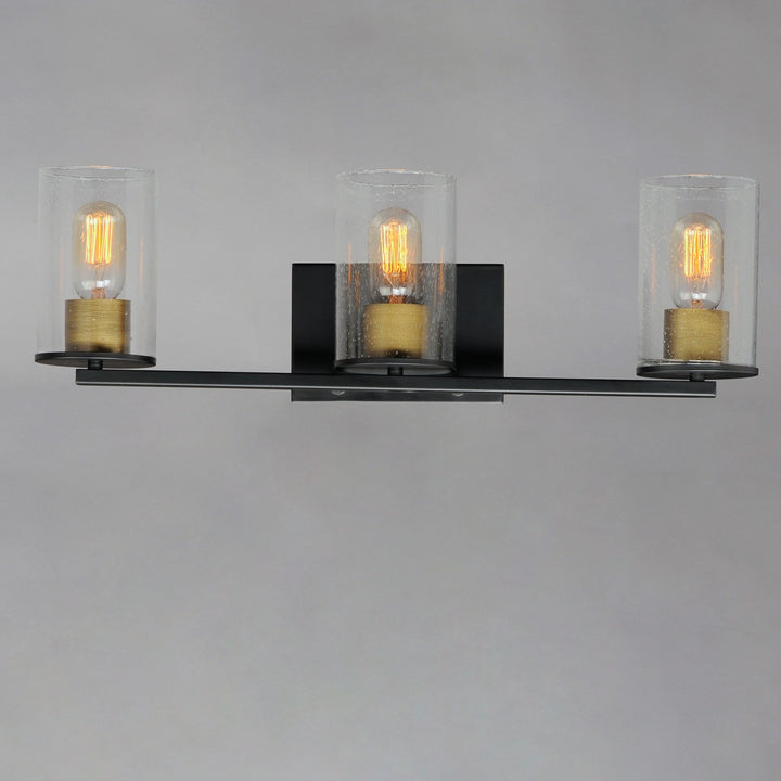 Maxim - 11843CDABBK - Three Light Bath Vanity - Sleek - Antique Brass / Black