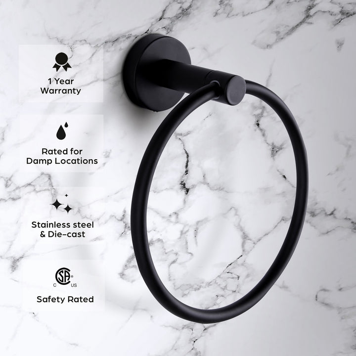 Canarm Canada - BA103A07BK - Towel Ring - Cain - Black