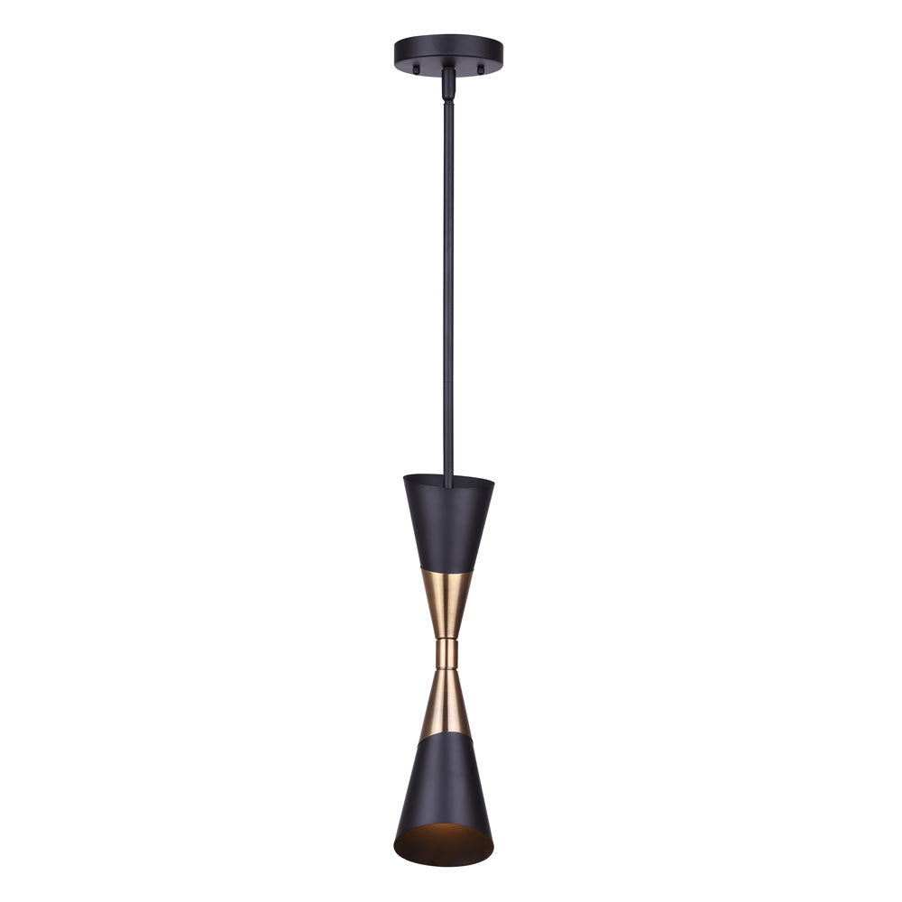 Emlen One Light Pendant in Matte Black And Gold - available from The Lighting Shoppe, trusted by Canadian homeowners