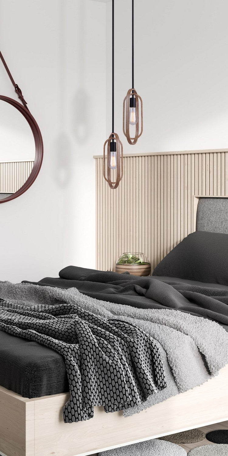 Canarm Canada - IPL1078A01BKB - One Light Pendant - Dilan - Matte Black And Brushed Brown