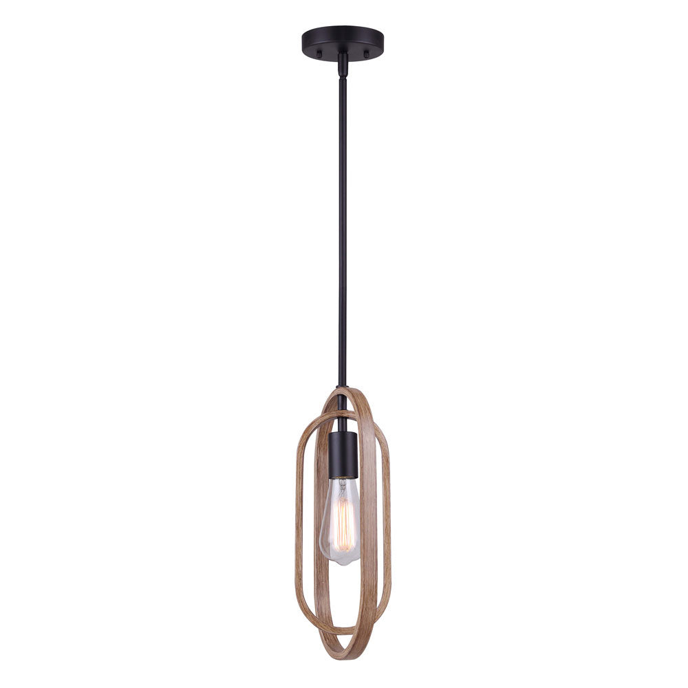 Dilan One Light Pendant in Matte Black And Brushed Brown - available from The Lighting Shoppe, trusted by Canadian homeowners