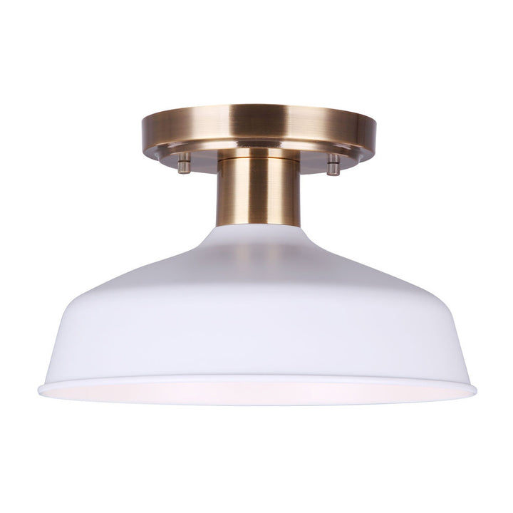 Bello One Light Semi Flush Mount in Gold And White - available from The Lighting Shoppe, trusted by Canadian homeowners
