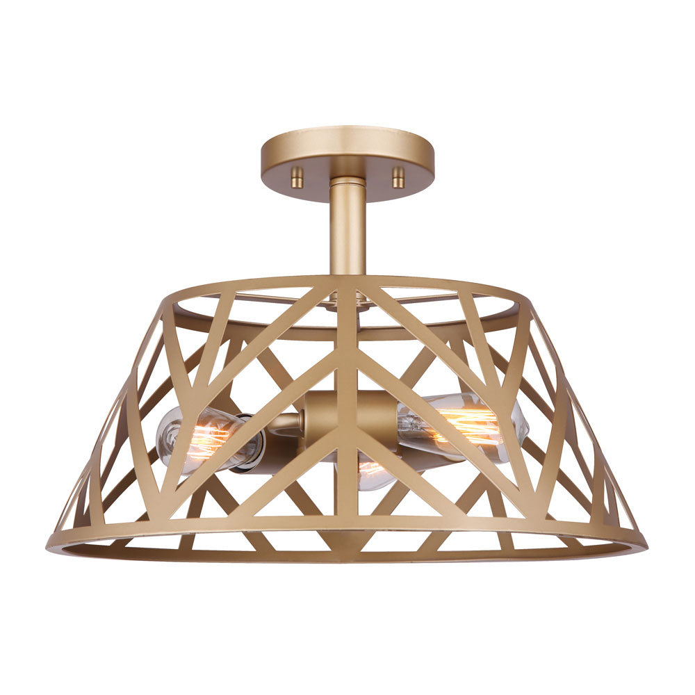 Maud Three Light Semi Flush Mount in Gold - available from The Lighting Shoppe, trusted by Canadian homeowners