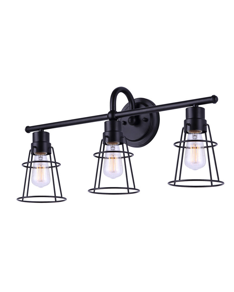 Dree Three Light Vanity in Black - available from The Lighting Shoppe, trusted by Canadian homeowners