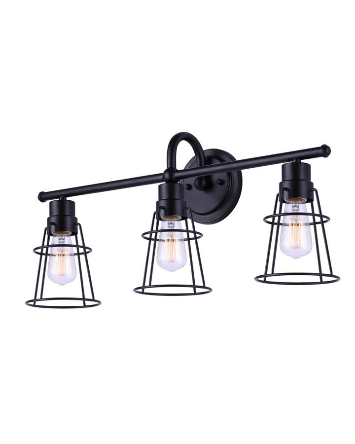 Dree Three Light Vanity in Black - available from The Lighting Shoppe, trusted by Canadian homeowners