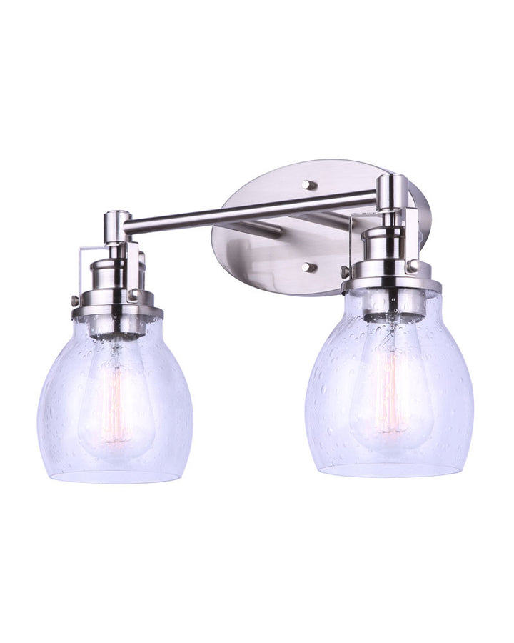 Carson Two Light Vanity in Brushed Nickel - available from The Lighting Shoppe, trusted by Canadian homeowners