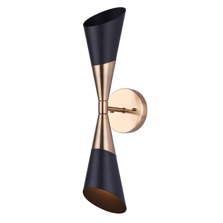 Emlen Two Light Wall Sconce in Matte Black And Gold - available from The Lighting Shoppe, trusted by Canadian homeowners