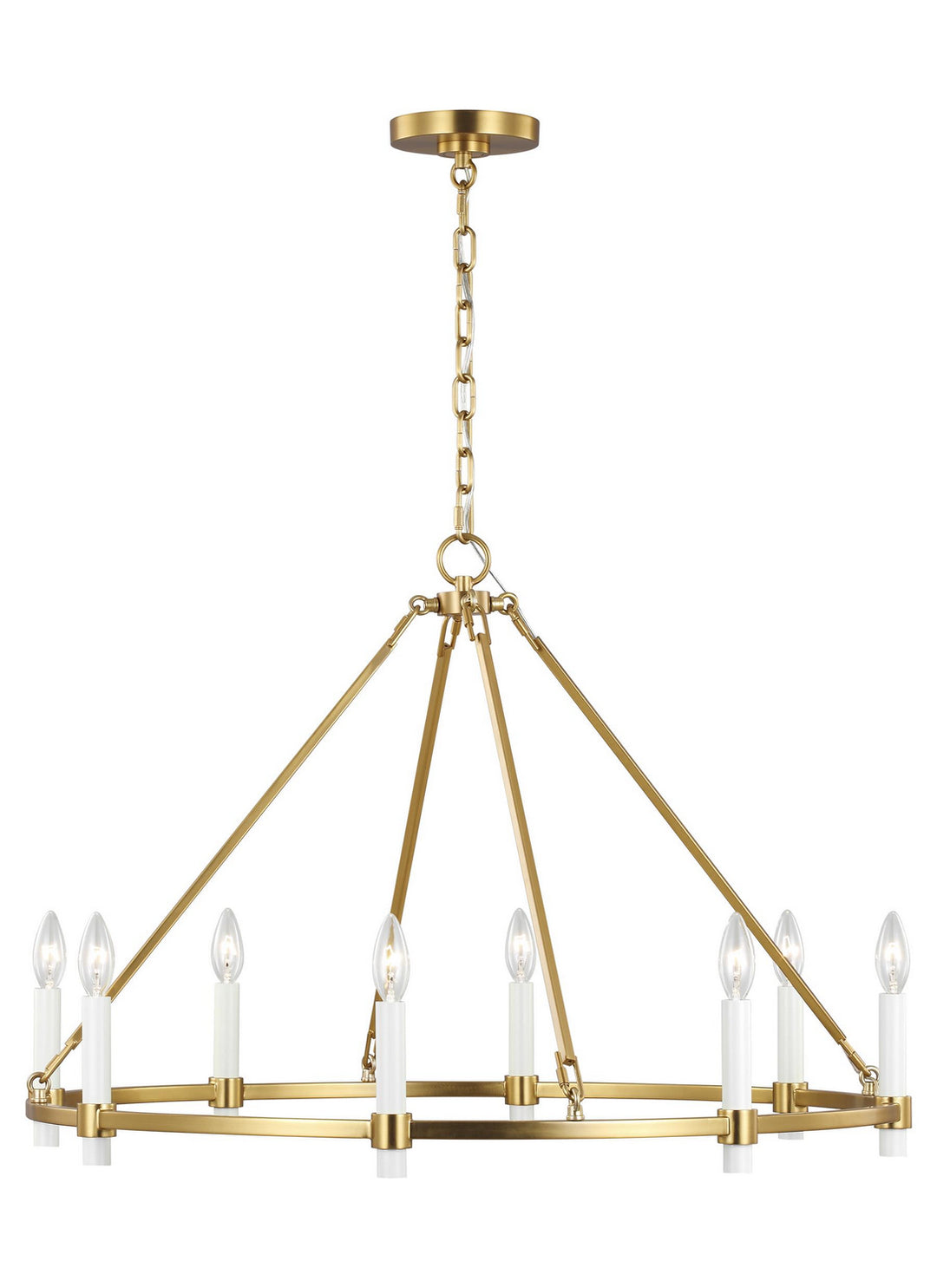 Marston Eight Light Chandelier in Burnished Brass - available from The Lighting Shoppe, trusted by Canadian homeowners