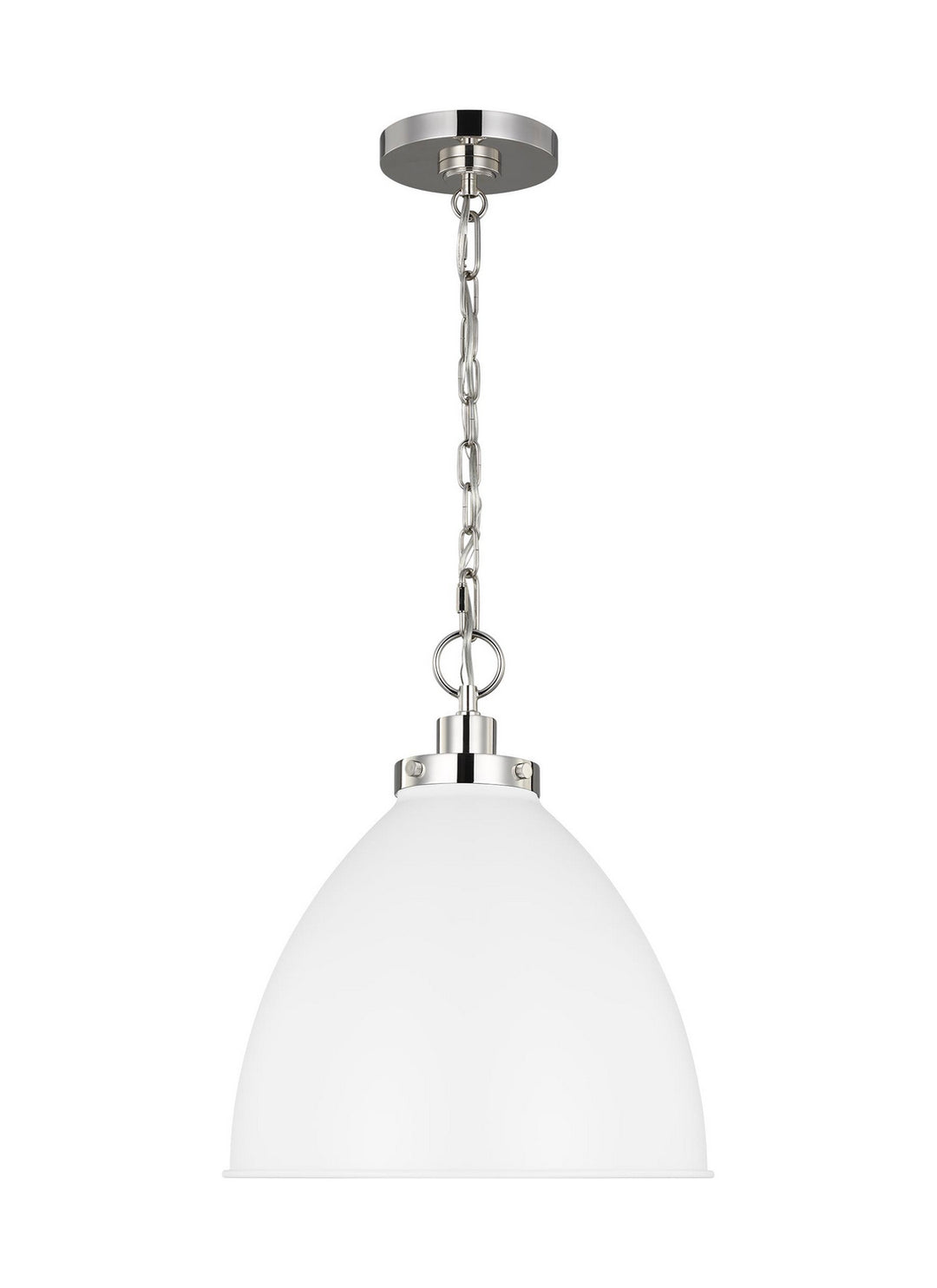 Visual Comfort Studio Canada - CP1291MWTPN - One Light Pendant - Wellfleet - Matte White and Polished Nickel