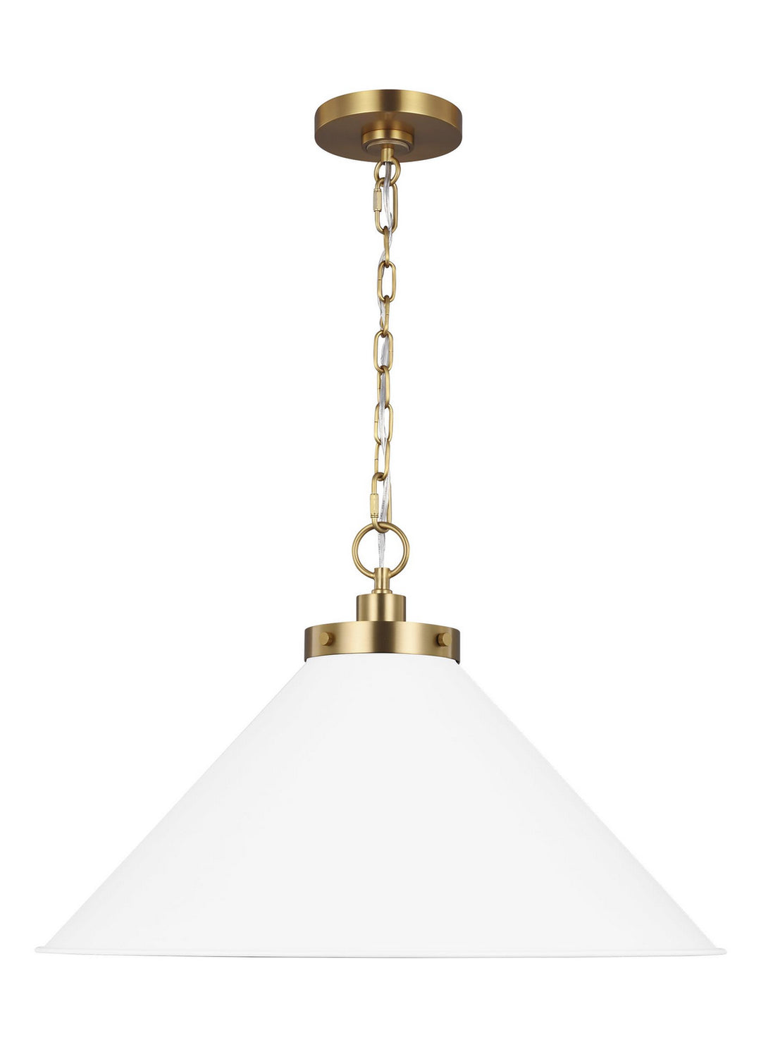 Wellfleet One Light Pendant in Matte White and Burnished Brass - available from The Lighting Shoppe, trusted by Canadian homeowners