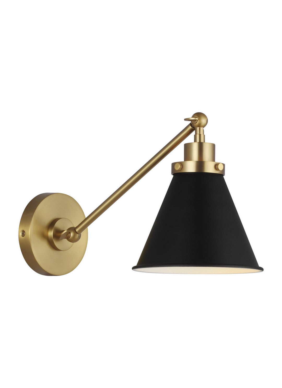 Wellfleet One Light Wall Sconce in Midnight Black and Burnished Brass - available from The Lighting Shoppe, trusted by Canadian homeowners